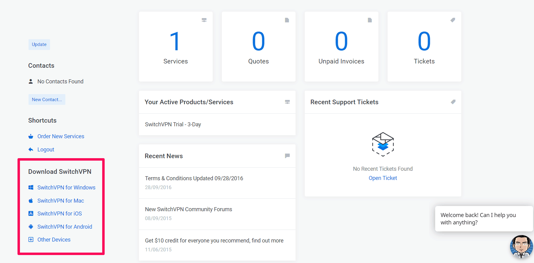 SwitchVPN Dashboard