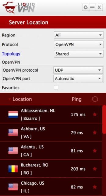 LiquidVPN server connections