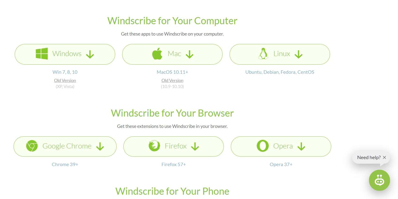 Download Page for Windscribe VPN