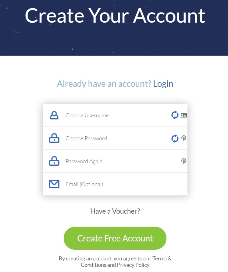 Account Creation for Windscribe VPN