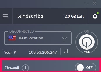 Firewall for Windscribe VPN