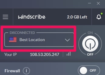 Server Selection for Windscribe VPN