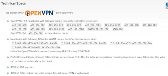 AirVPN technical specs