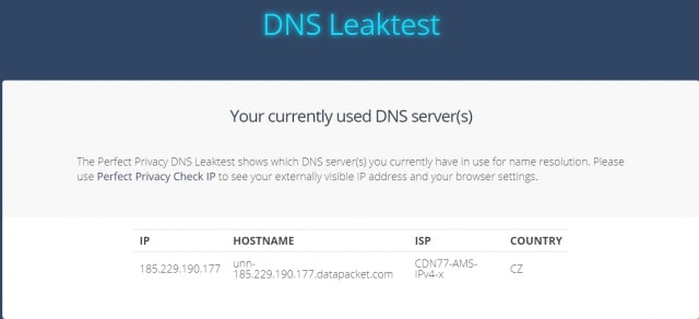 Avast DNS Leaktest