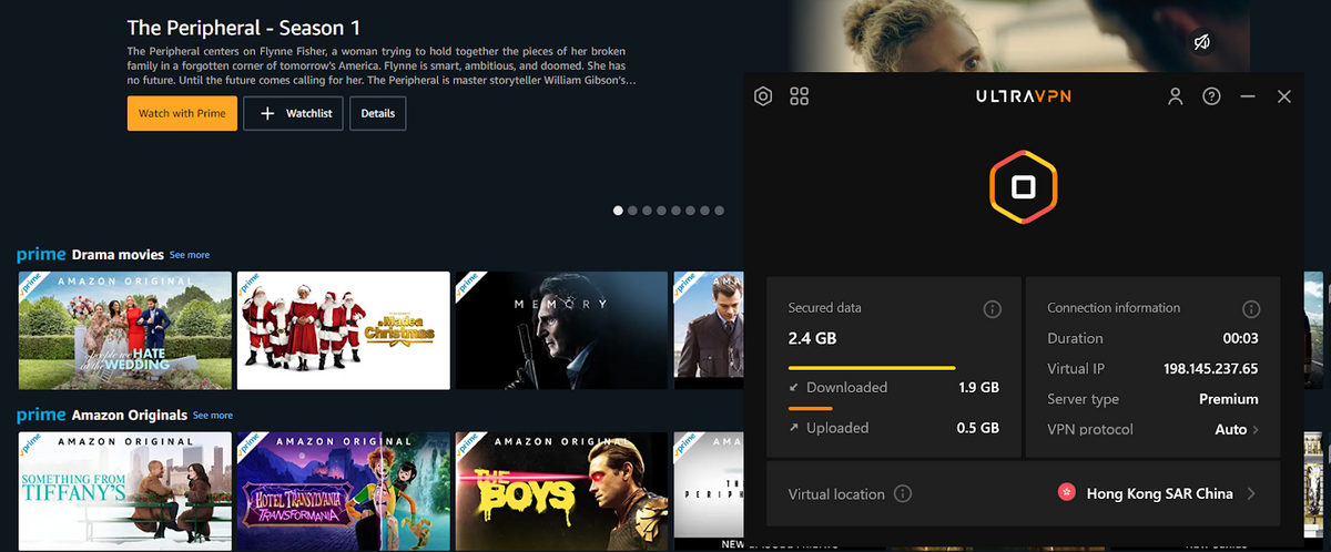 ultravpn amazon prime test
