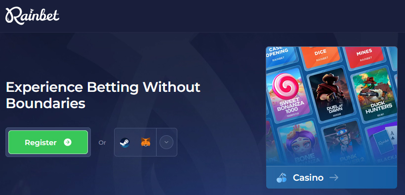 Rainbet Casino skärmdump