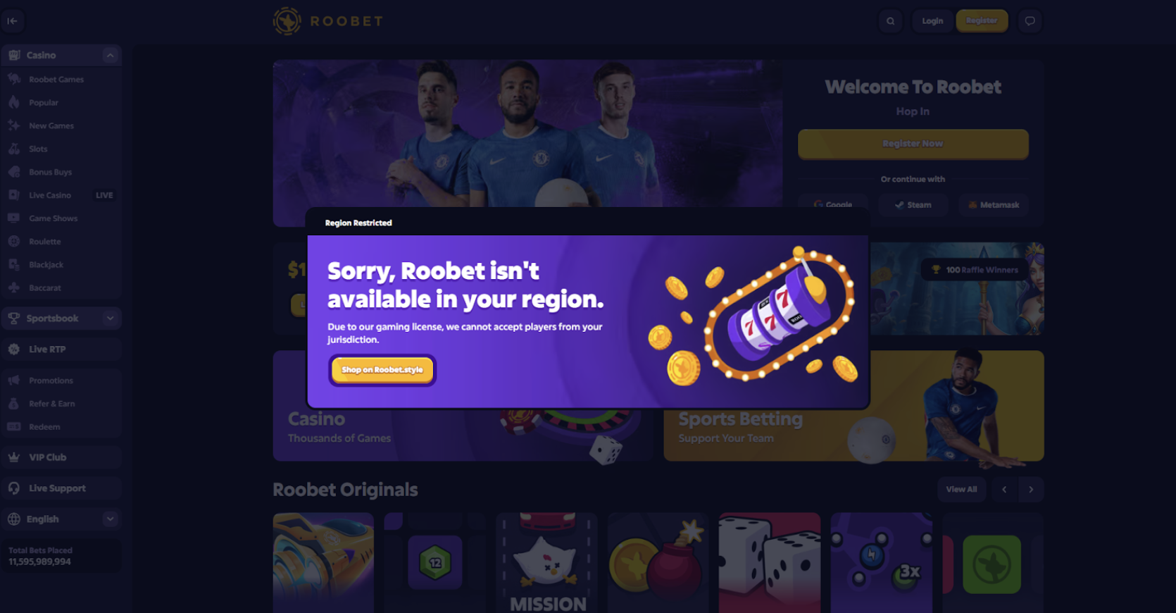 Roobet Casino Screenshot